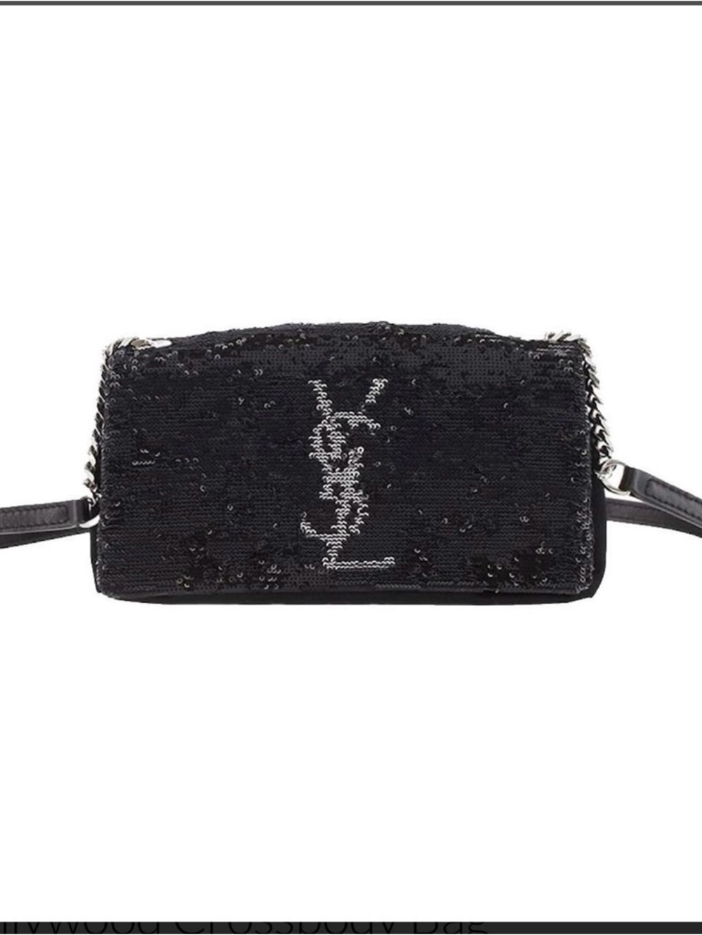 Saint Laurent Toy West Hollywood Black Sequin Logo Crossbody Bag
